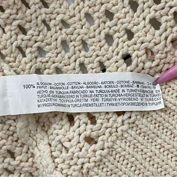 Zara Cream Open Loose Knit Crochet Sweater Cottagecore Boho Coastal Medium - Picture 8 of 14